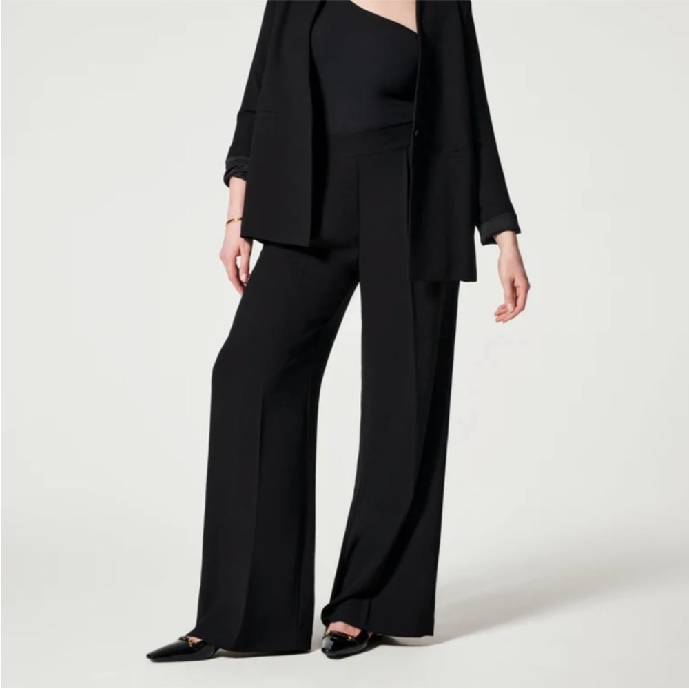 SPANX Carefree Crepe Black Wide-Leg Trousers